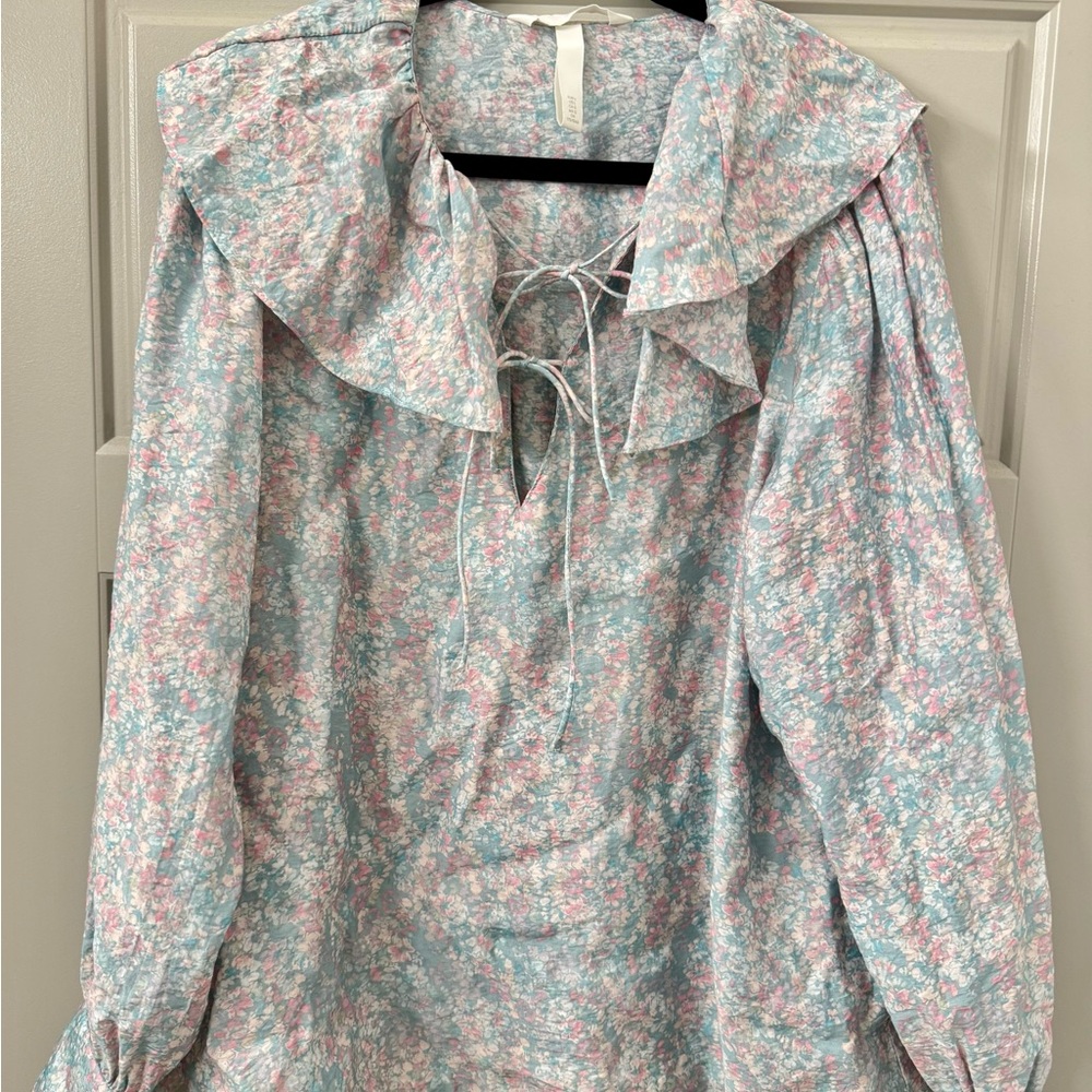 H&M Floral Blouse - Blue and Pink